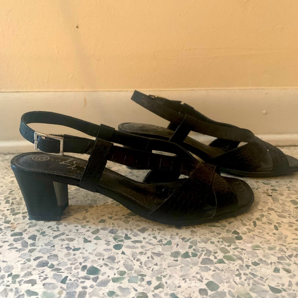 Black leather Life Stride sandals